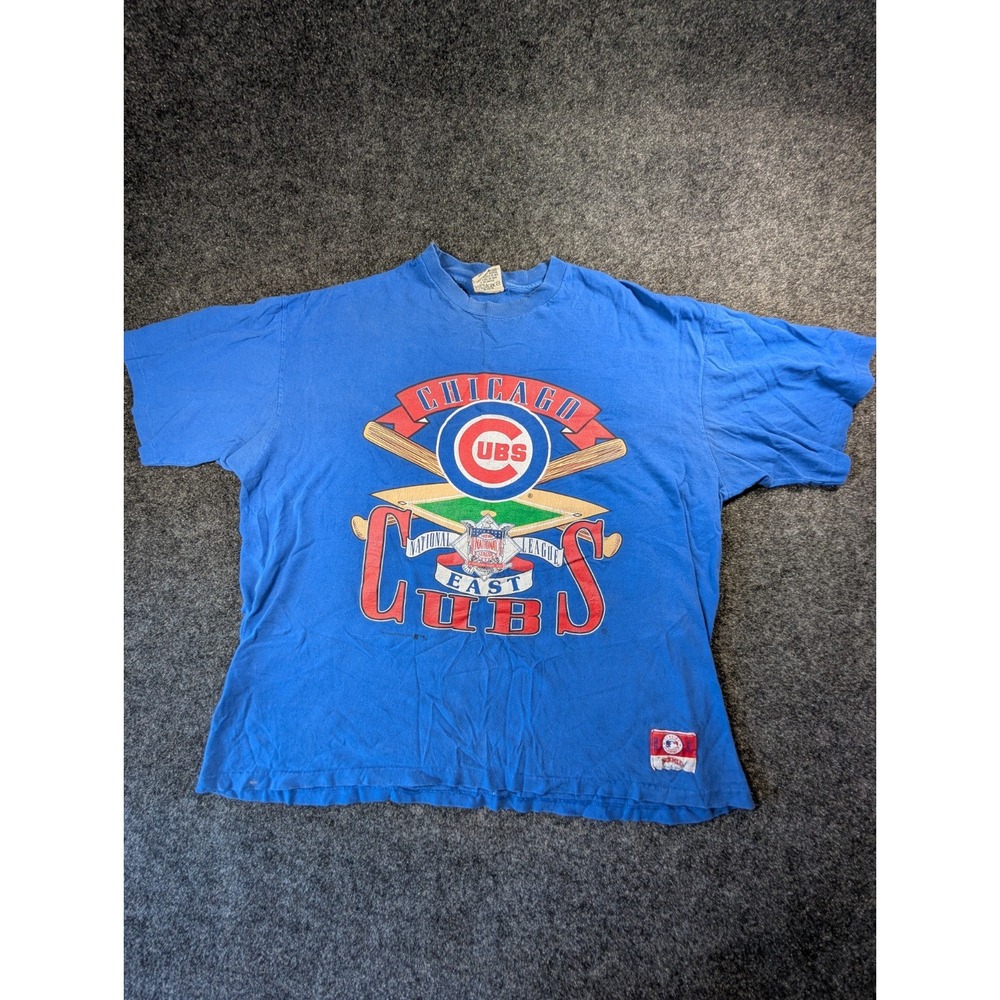 Vintage 90s Chicago Cubs T Shirt Nutmeg MLB Size XXL USA Made VTG 1992 Blue